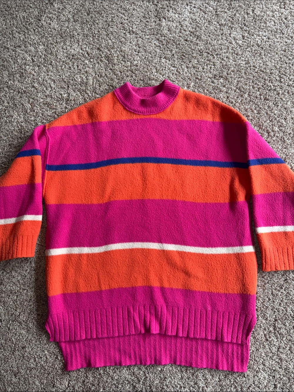 Free People pink and orange stripe tunic sweater size xs